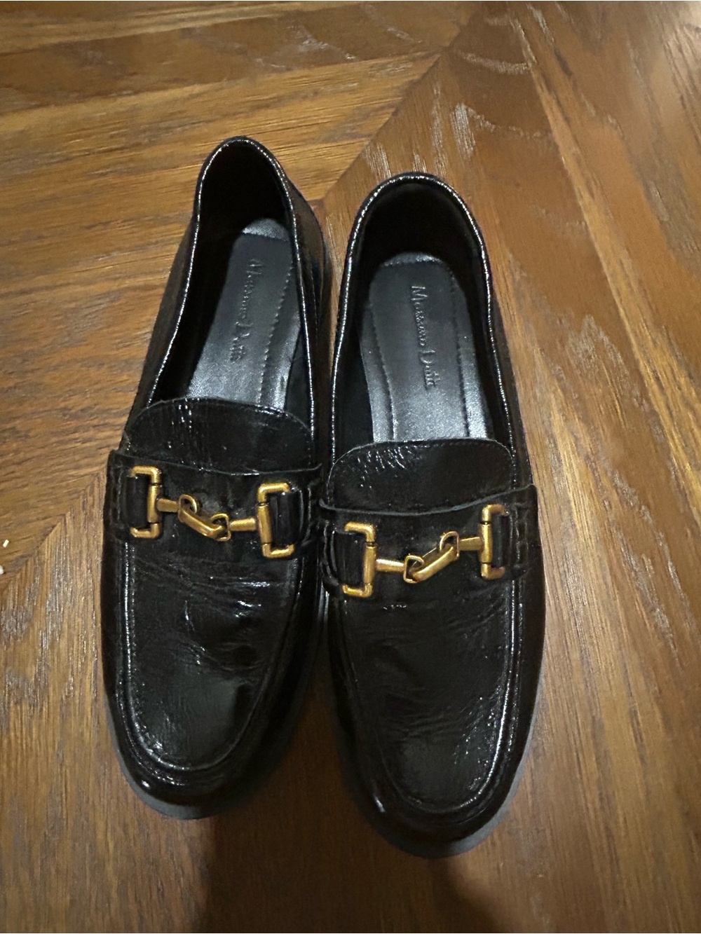 Black Leather Horsebit Loafers by Massimo Dutti